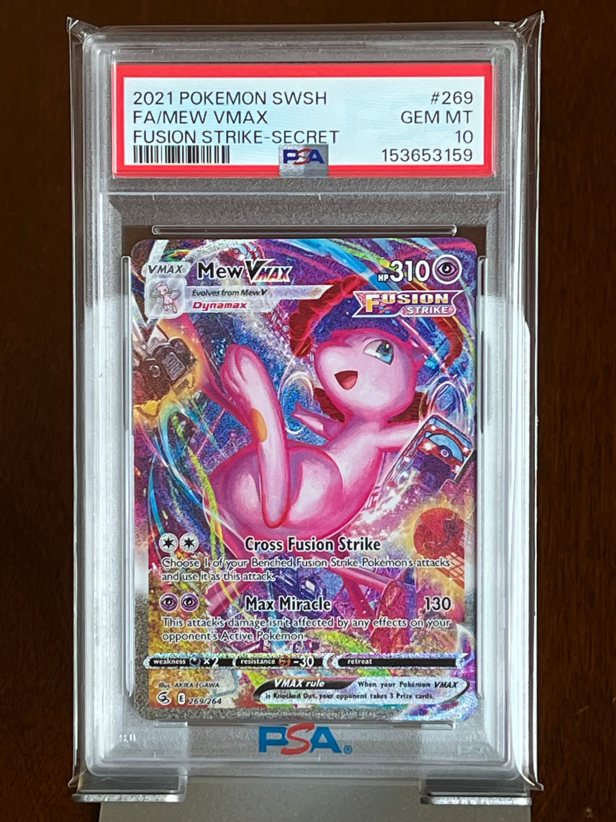 Pokemon Mew VMAX #269 Fusion Strike Secret PSA 10