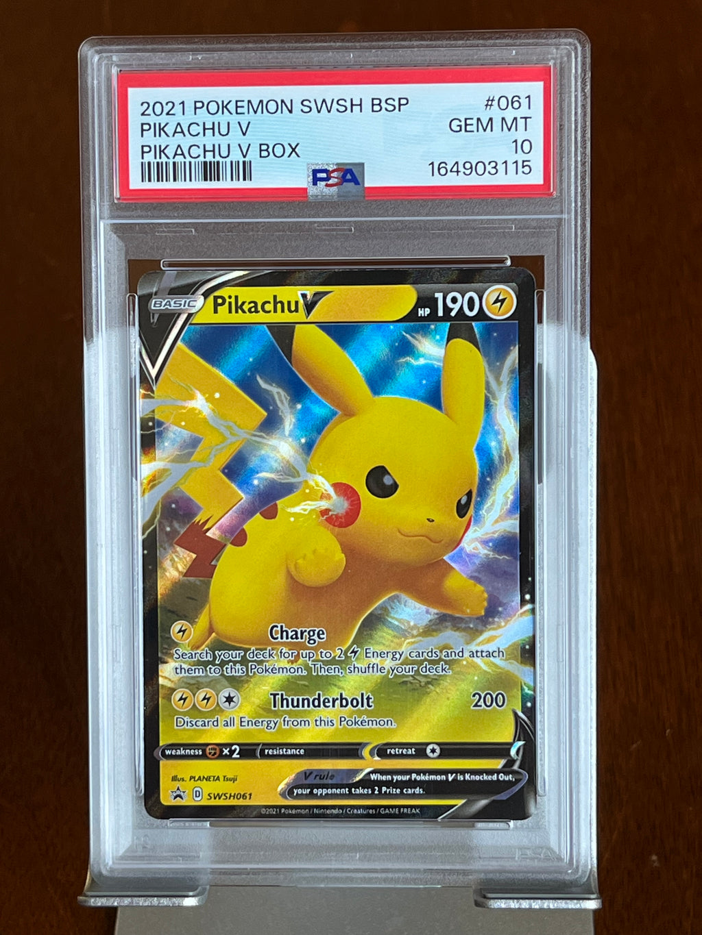 Pokemon Pikachu V #061 SWSH Black Star Promo Pikachu V Box PSA 10