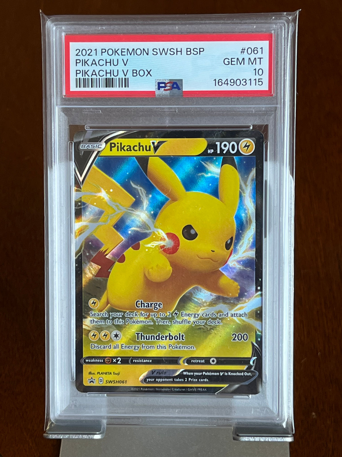 Pokemon Pikachu V #061 SWSH Black Star Promo Pikachu V Box PSA 10