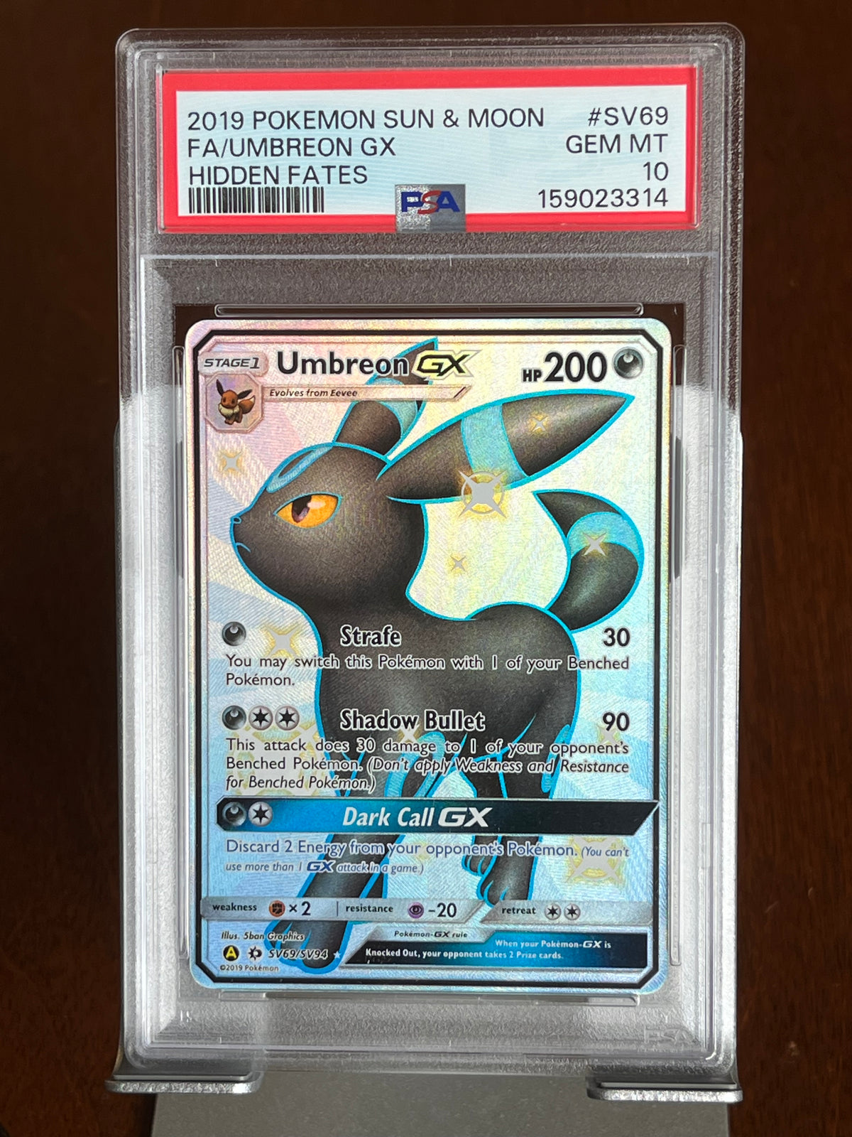 Pokemon Umbreon GX SV69 Hidden Fates PSA 10