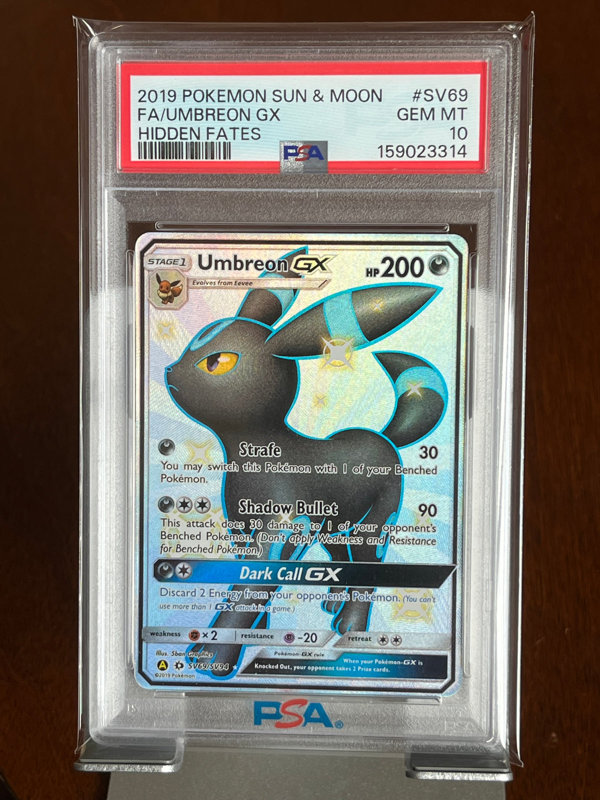 Pokemon Umbreon GX SV69 Hidden Fates PSA 10
