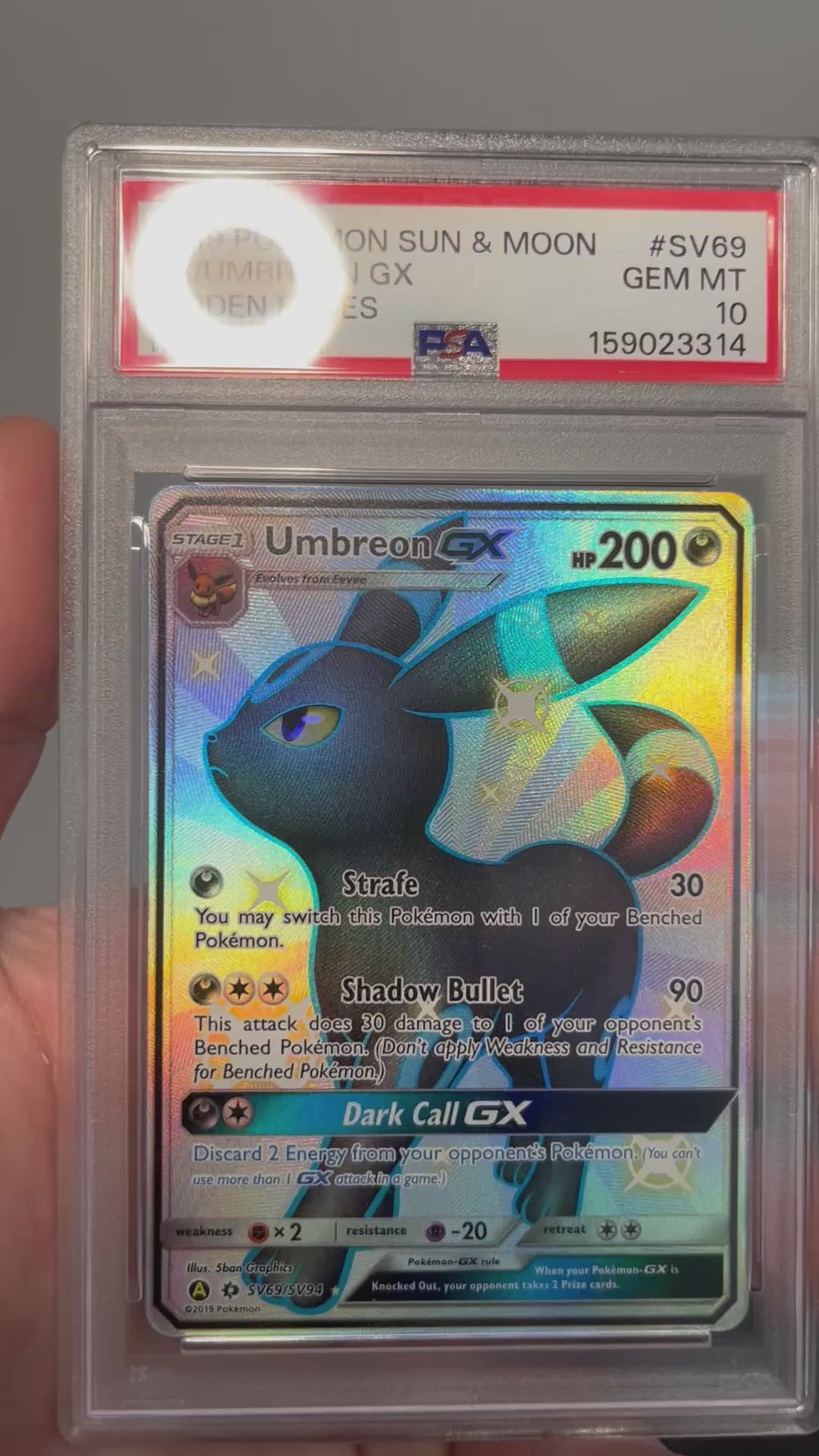 Pokemon Umbreon GX SV69 Hidden Fates PSA 10