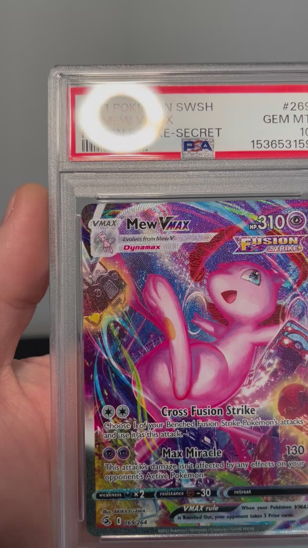 Pokemon Mew VMAX #269 Fusion Strike Secret PSA 10